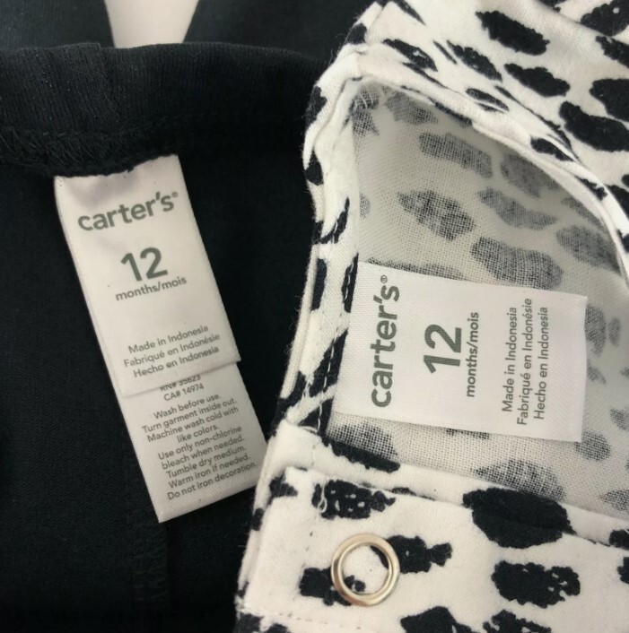 Carters Baby Girls 2pc Outfit Pants Blouse Top Dots Black White Glitter 12 Month