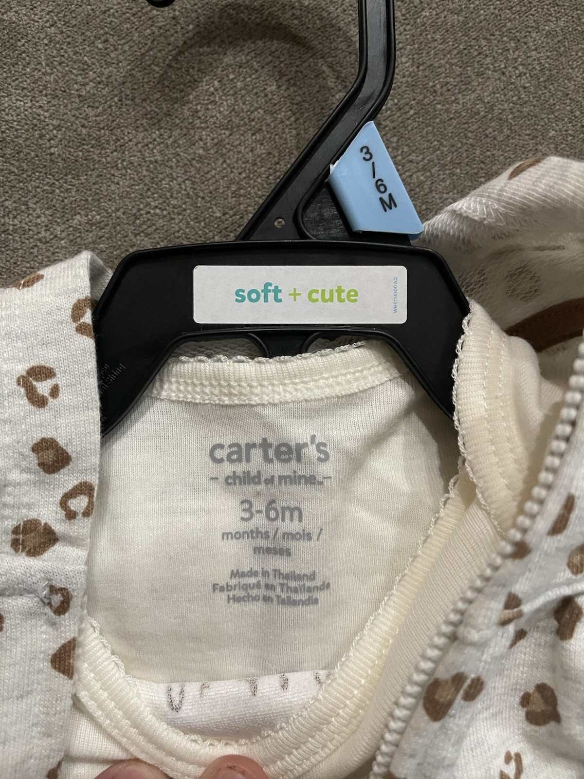 NWT 3-Piece Baby Girl Infant 3-6 Month Carter’s Outfit Hoodie Pants bodysuit