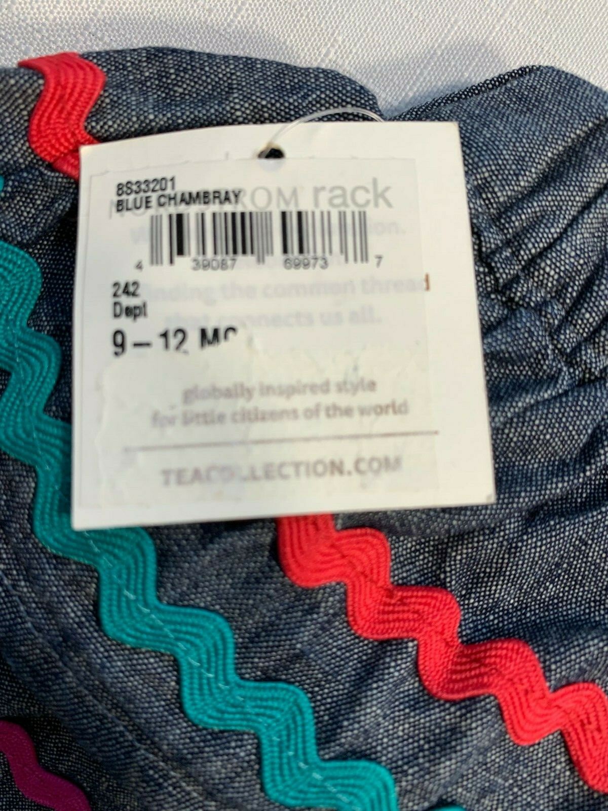 NWT Tea Collection Baby Girls 9-12 Month Rickrack Chambray Skort and Crane Shirt