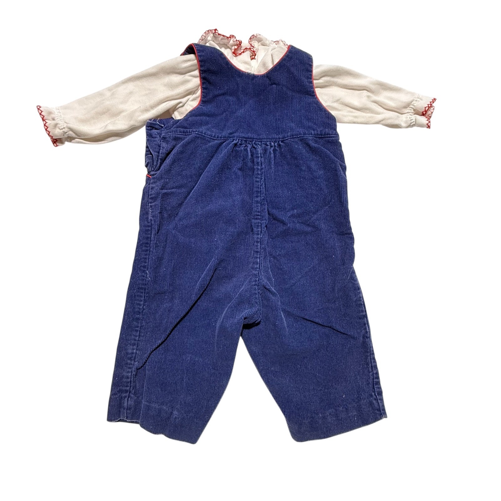 Vintage 70s/80s Baby Togs Navy Corduroy Strawberry Overalls Set 6-9 Months