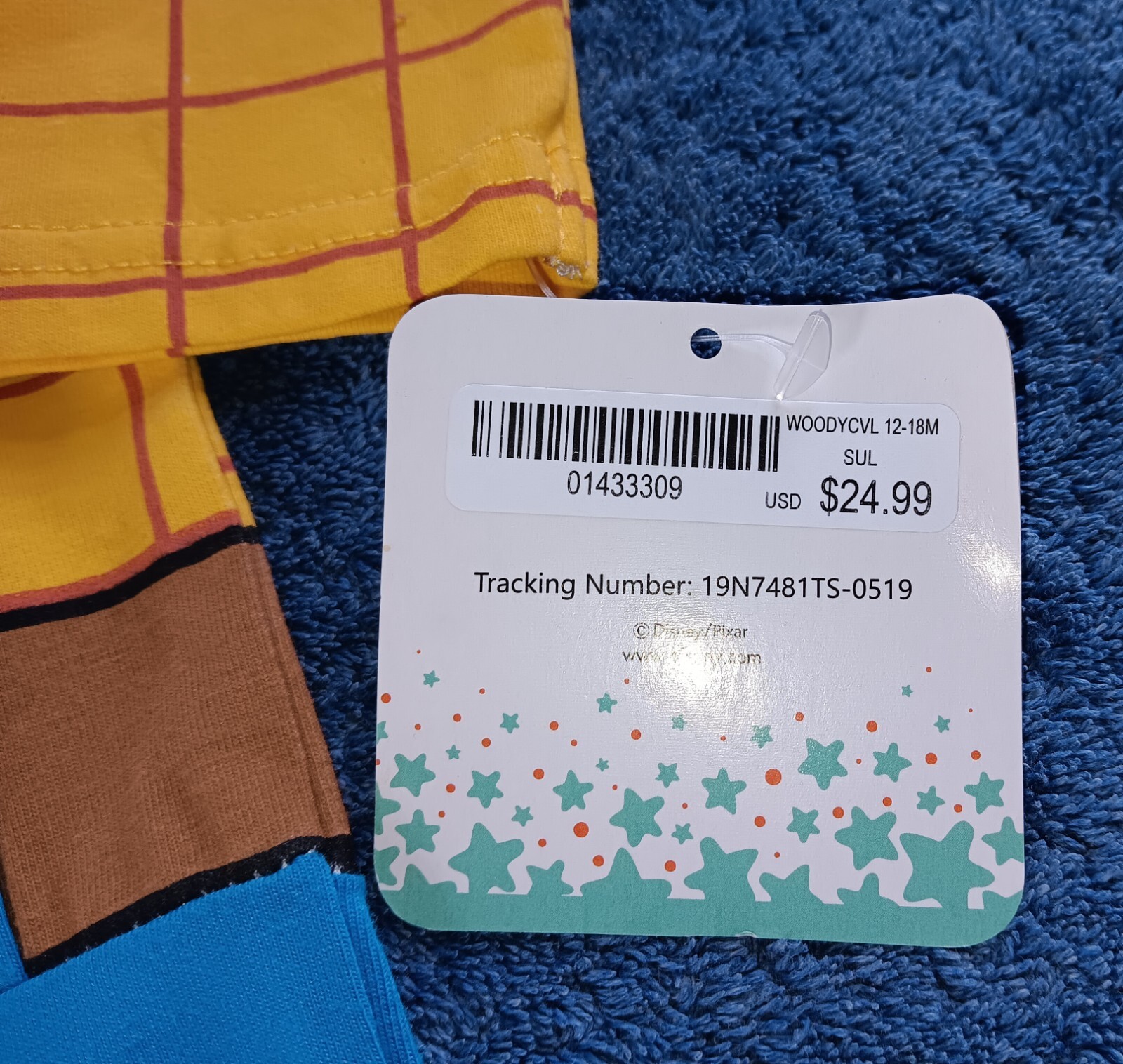 Baby Boys Disney Toy Story Sheriff Woody Costume PJ 12-18 mo NWT Hood Union Suit