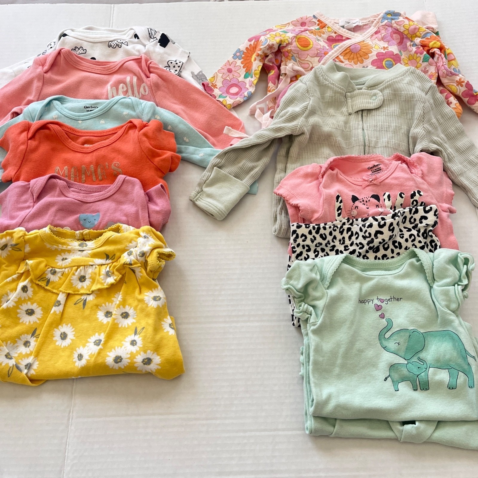 Baby Girl Outfits Lot Mix 0-3M Bundle Flowers Animal Print Playful Cute Ruffle