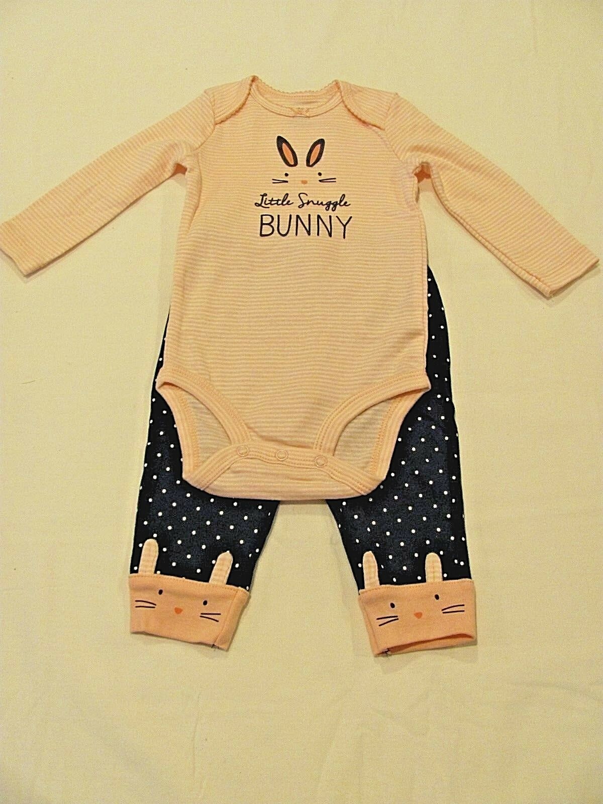 NEW 6 MO. CARTER’S BABY GIRLS BUNNY THEMED 2-PIECE SET (L/S ONE-PIECE & LEGGINGS