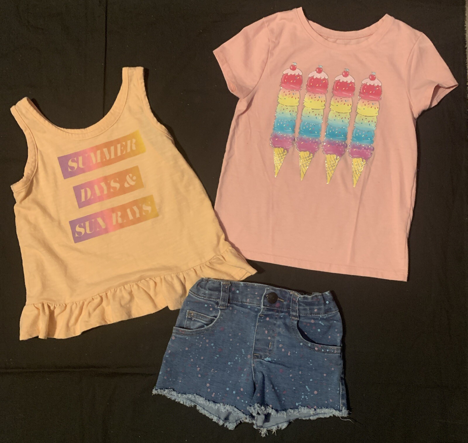 Girls (3) piece Summer Lot 1 Short 1 Shirt 1 Tank Cat & Jack/Garanimals 4T #939