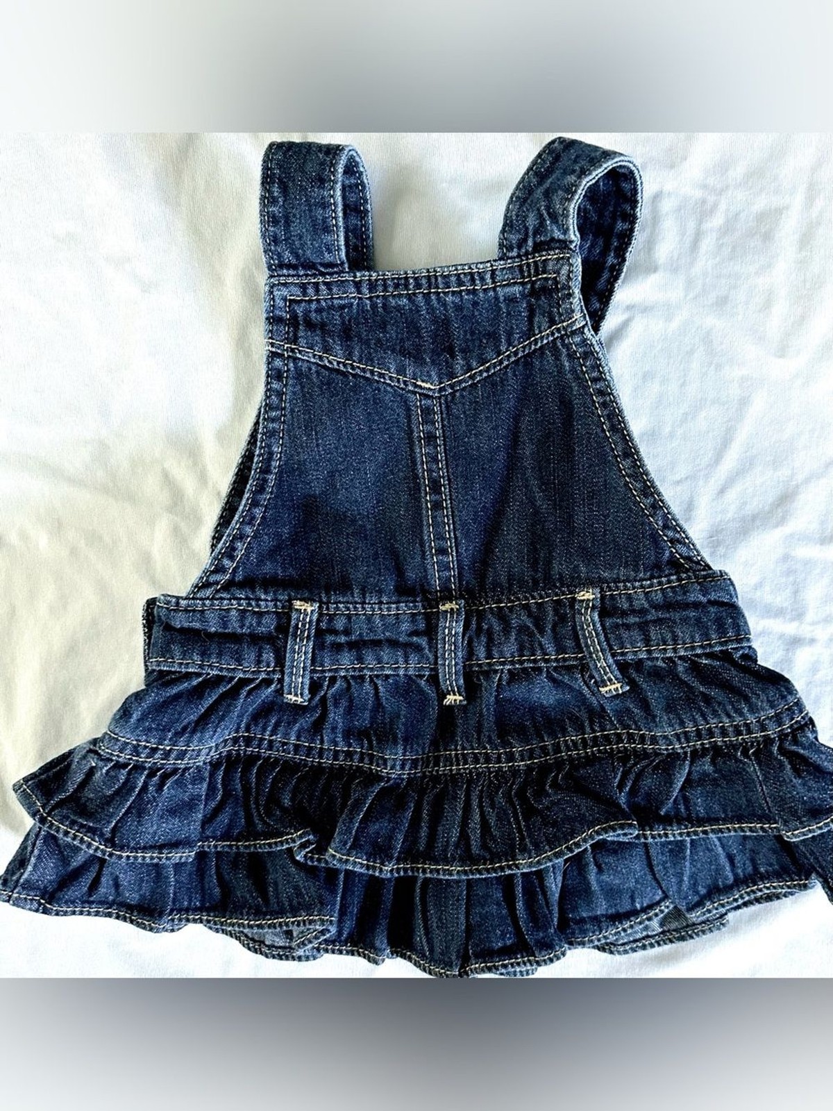 Baby Gap Denim Overall Dress w/ Bloomers Size 3–6 Months Ruffle Skirt