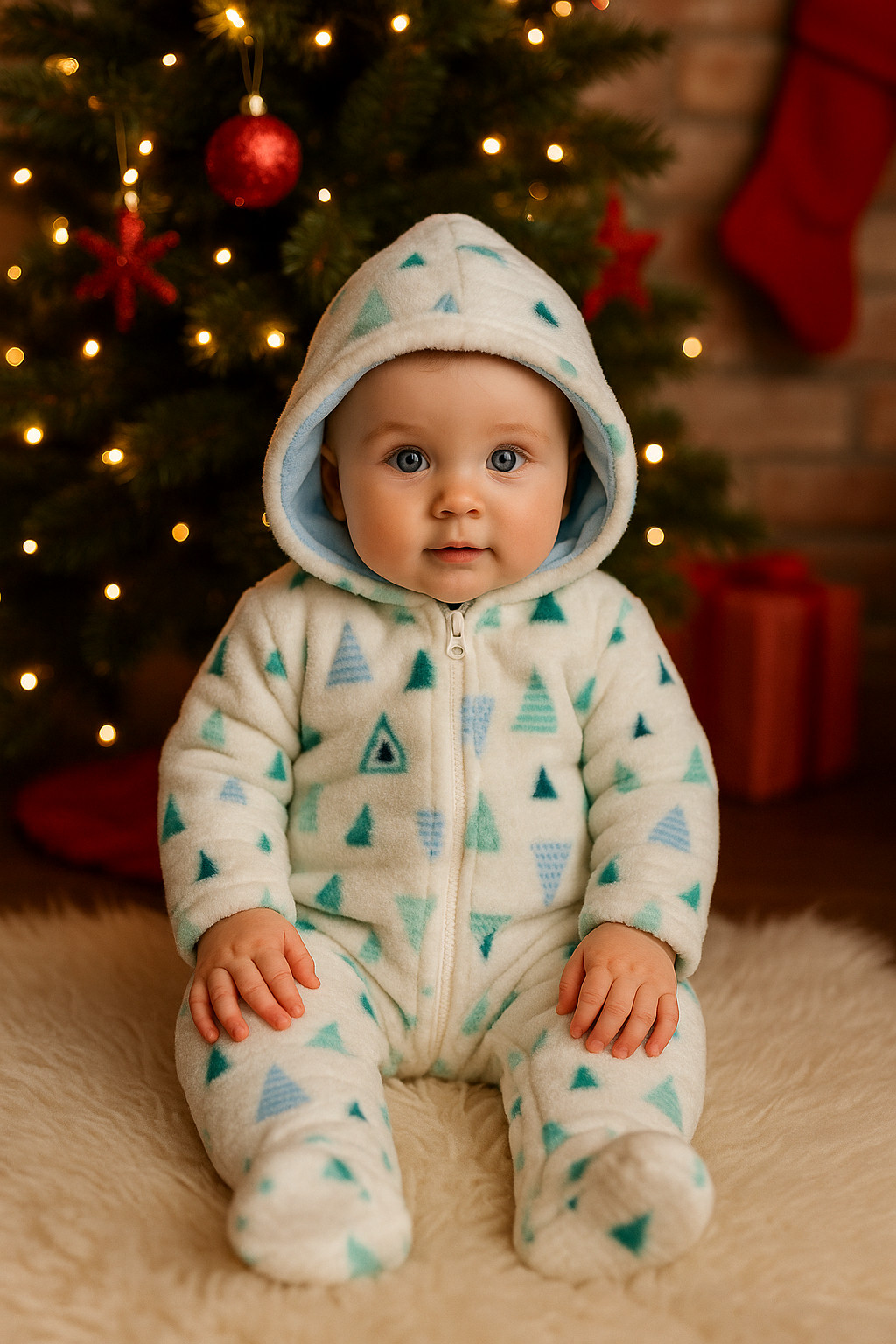 NWT Little Beginnings Tree Print Plush Bunting Pram 6-9M Unisex Hooded