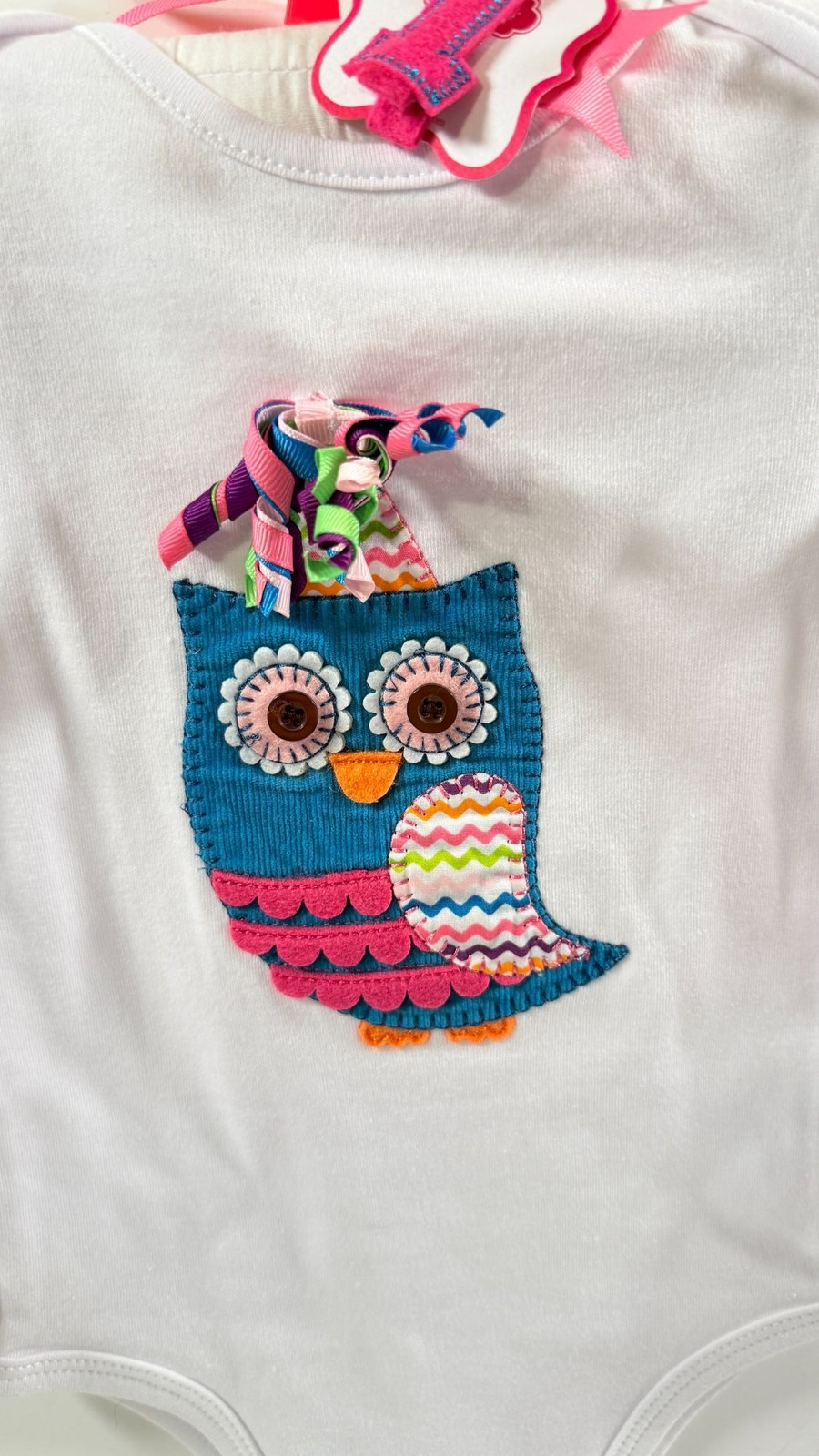 Baby First Birthday Owl One Piece Hair Clip Mud Pie Size 9-12 Months NEW w/tag