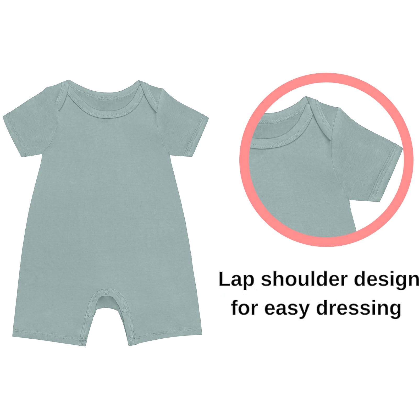 Rayon Baby Pajamas, Short Sleeve Footless Rompers, Snap Closure Sleeper for B…