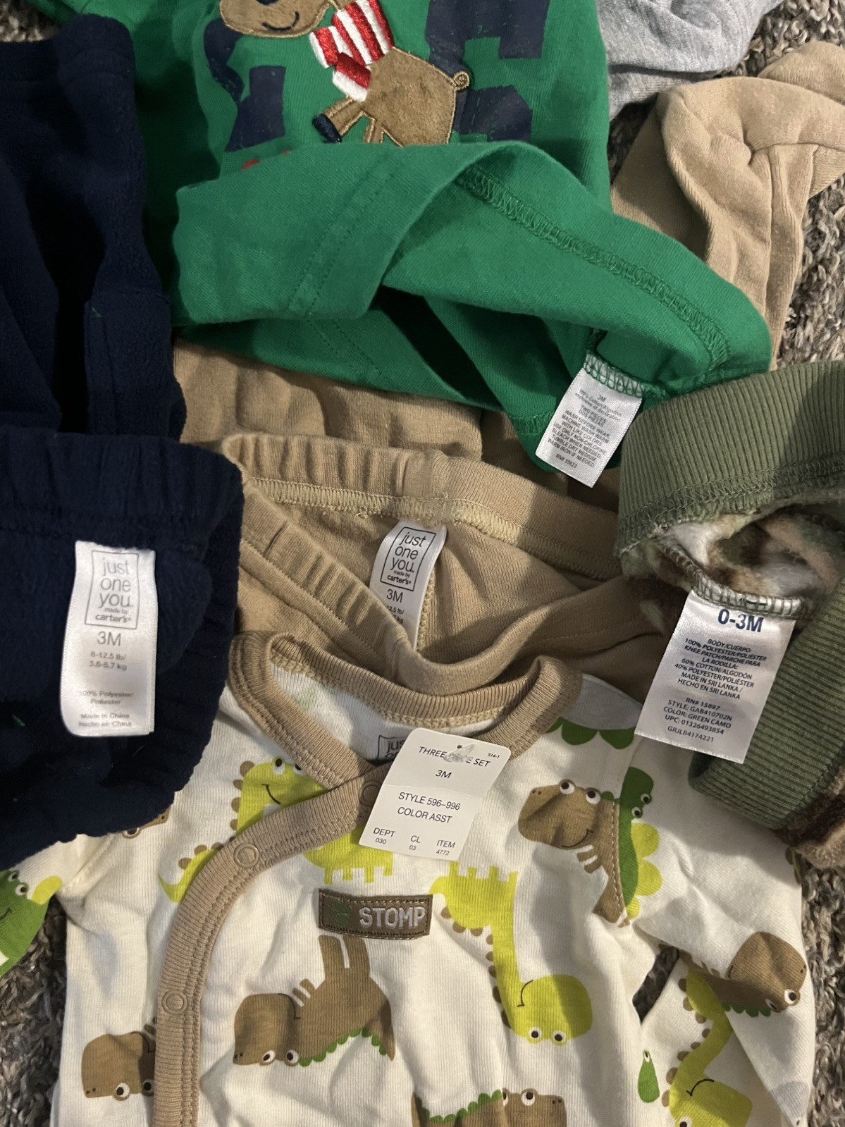 Baby Boys 0-3, 3 mos: Carters, Team Santa, Soft Camo Pants