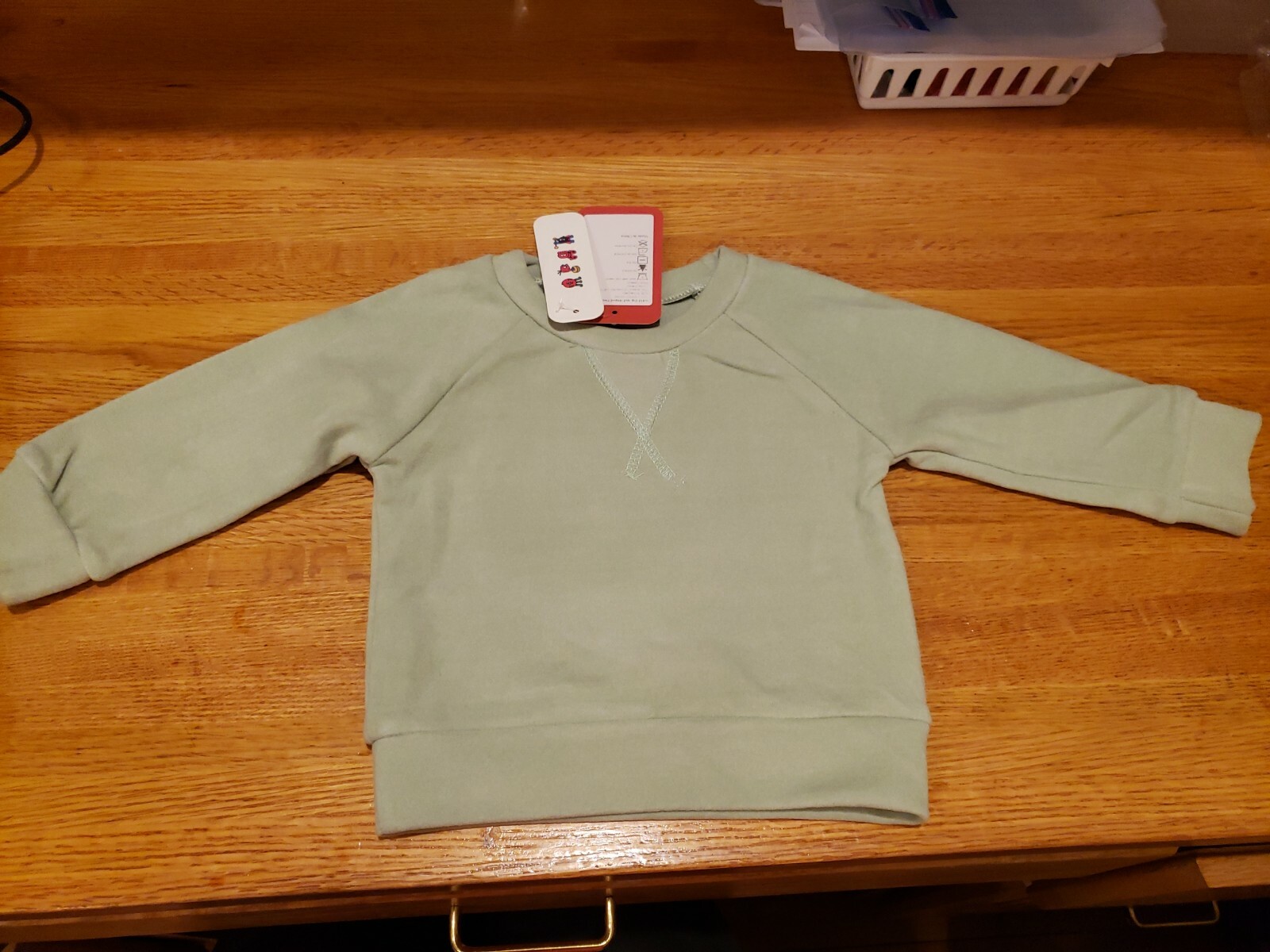Patpat Solid Green Top Striped Pants 0-3 Mo Tie At Waste Long Sleeves w pockets