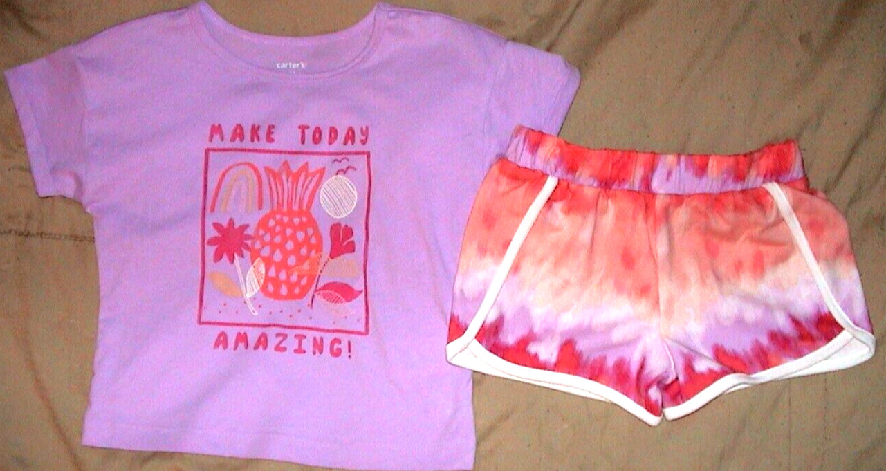 MAKE TODAY AMAZING-CARTER’S PURPLE*ORANGE & PINK SHORTS OUTFIT-SIZE 3 MONTHS-NEW