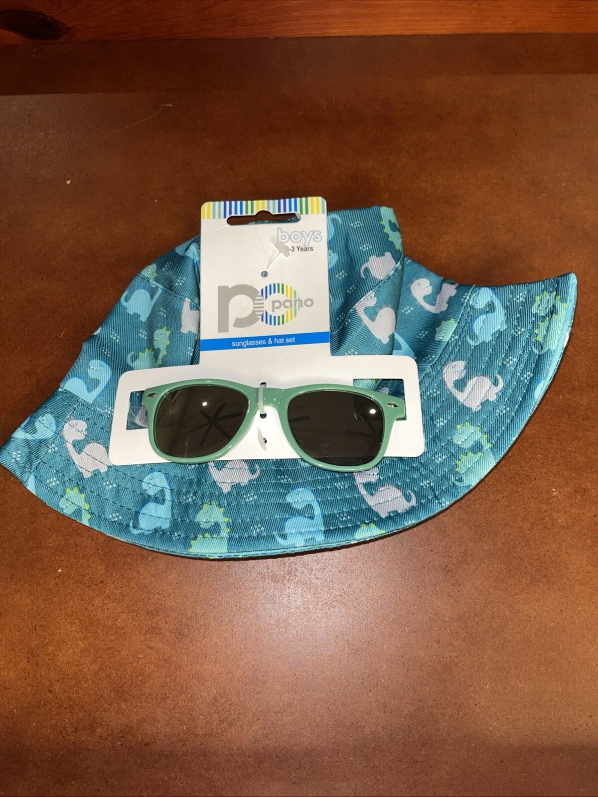 NEW Toddler Boy Dinosaur Sun Hat & Sunglasses Set 0-3 Years Summer