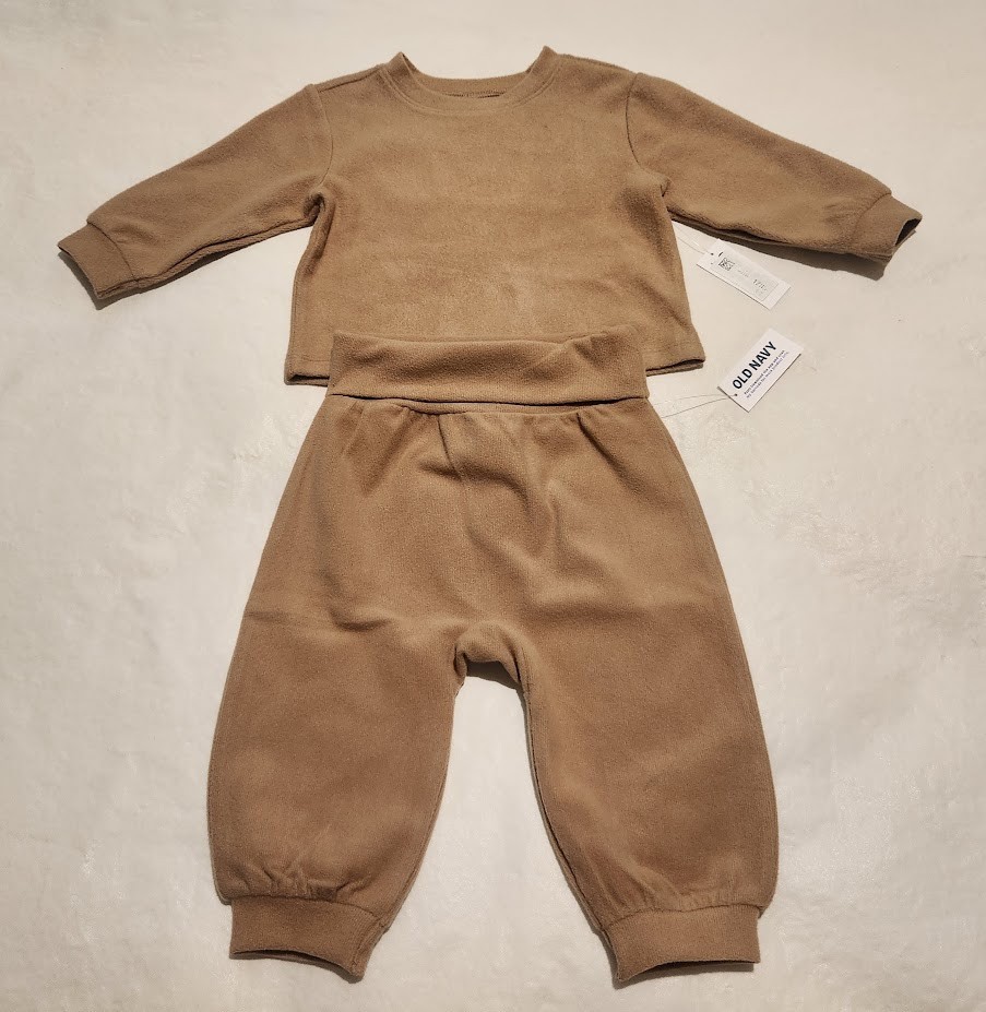 NWT Old Navy Brown Cozy Top Pants Outfit 2PC Set 6-12 Months Unisex Baby