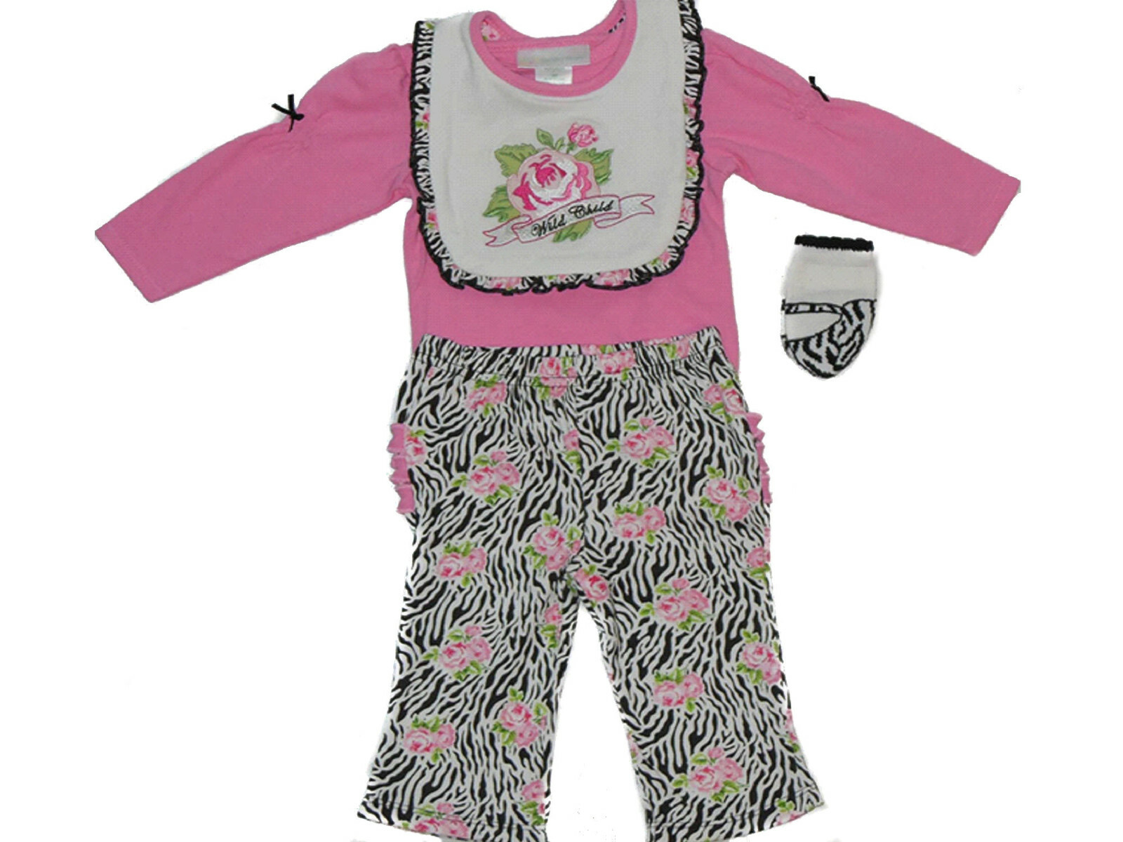 Nursery Rhyme Baby Girls Wild Child 4-piece set Size 6 months NWT