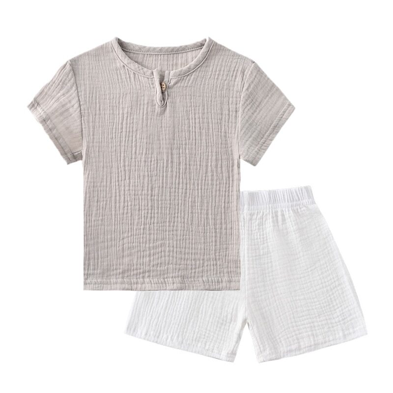 kids boys girls loose top skirt spring summer acid washed matching clothing
