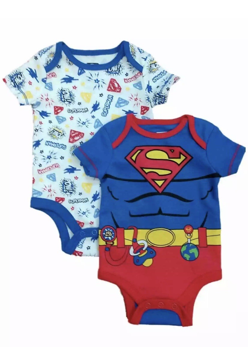 DC Comics Infant Boys 2pc Superman Bodysuit Baby Outfit Set, 6/9M – New!