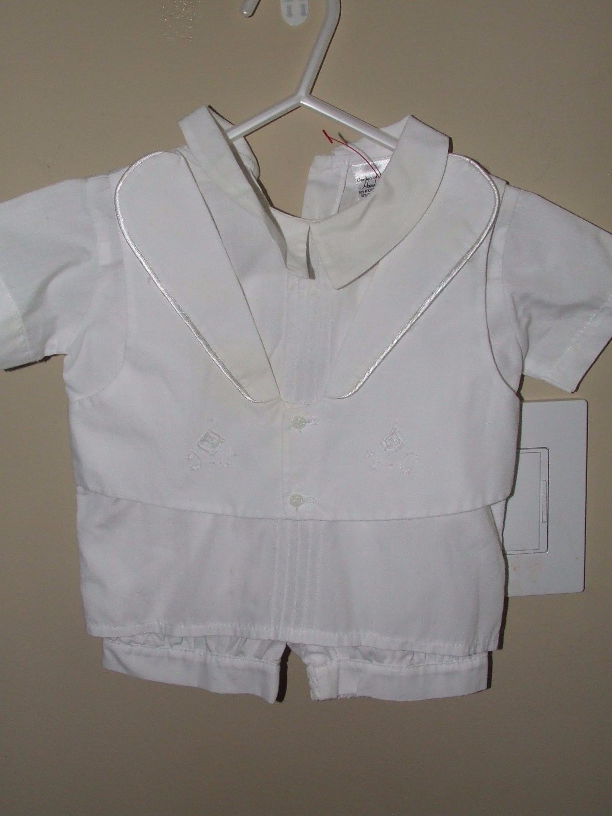 Garden Angels 3m 6m White Suit Shirt Vest Shorts Boutique Christening Baptism