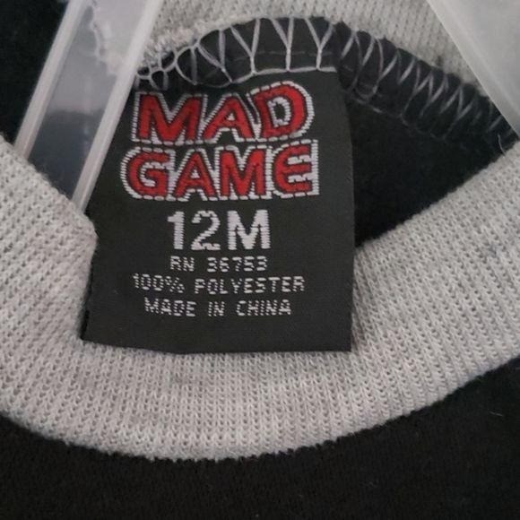 Mad Game Varsity League Baby Outfit 12M Gray/Navy Sweatshirt & Pants Set 100% Po