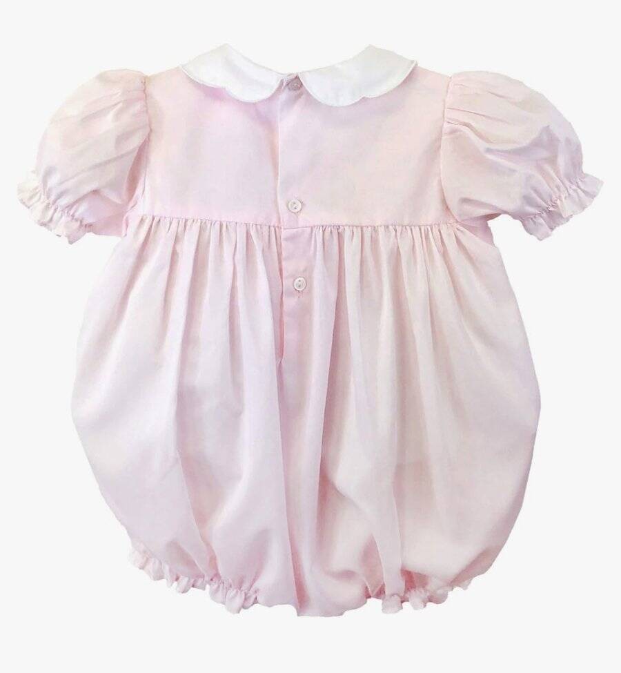 Petit Ami Pink Hand Embroidered Smocked Bubble 3 6 9 Months