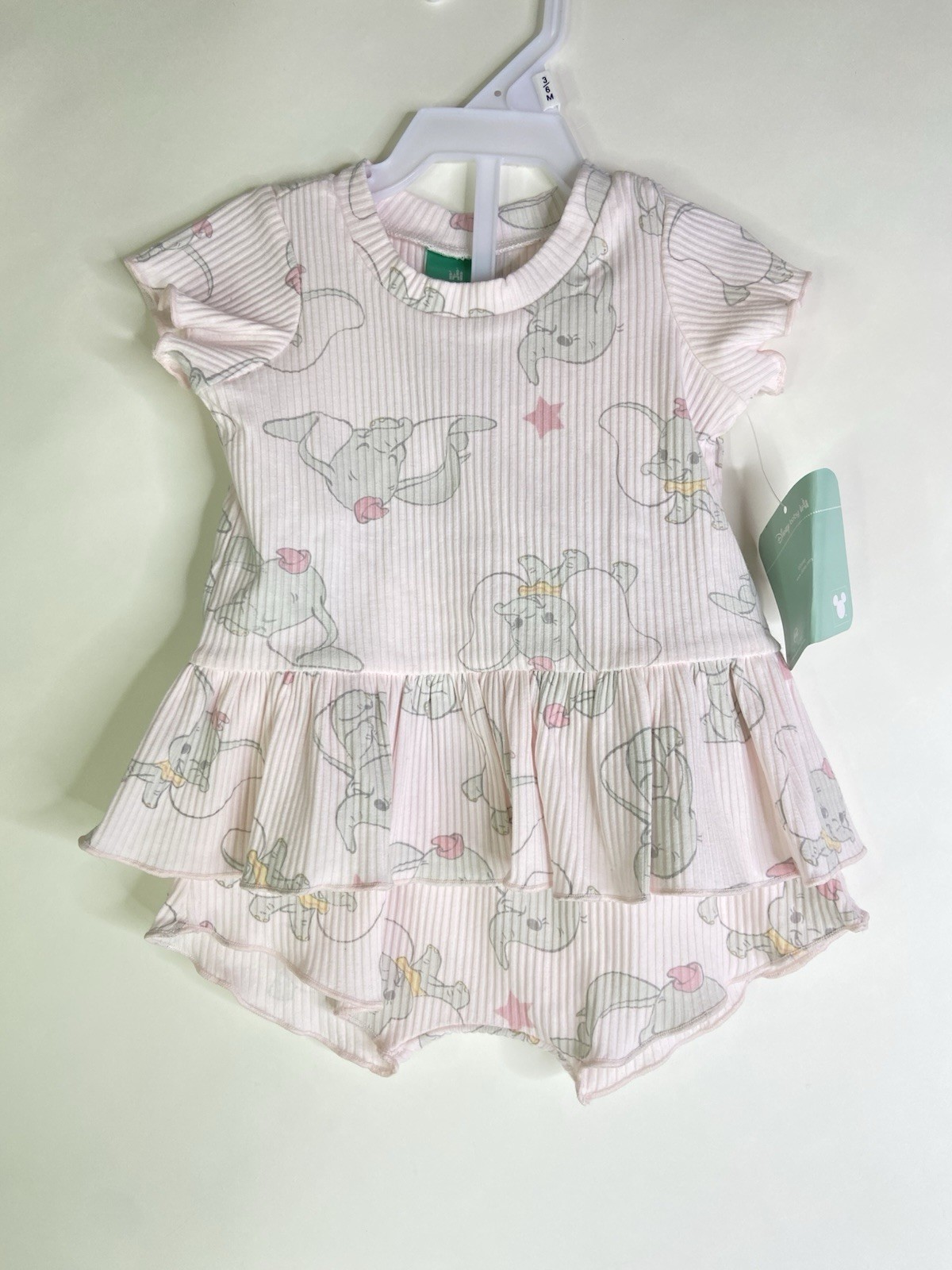 Disney Baby Dumbo Pink Flutter Shirt Top Shorts Outfit Set Girls 3-6 Months NEW