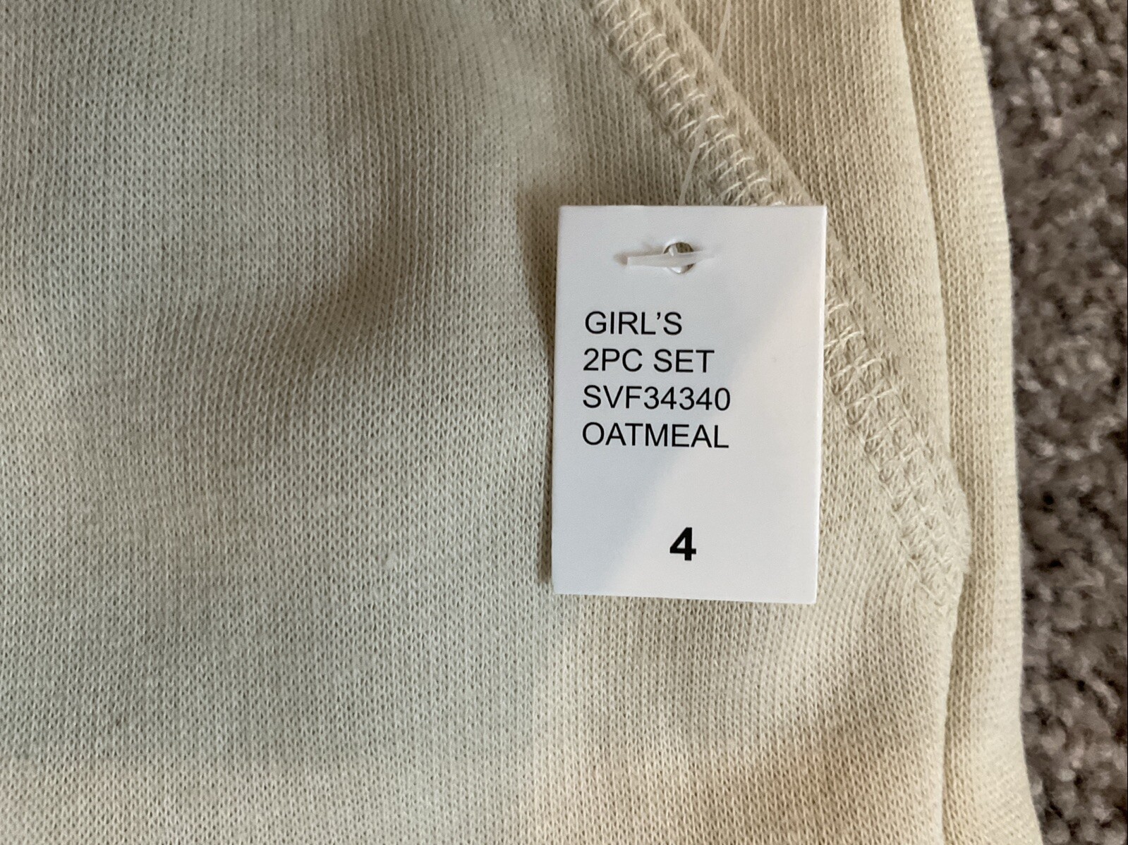 NWT 2 Piece Girls Zip Up 7 For All Mankind Size 4 Oatmeal Color Sweatsuit Active