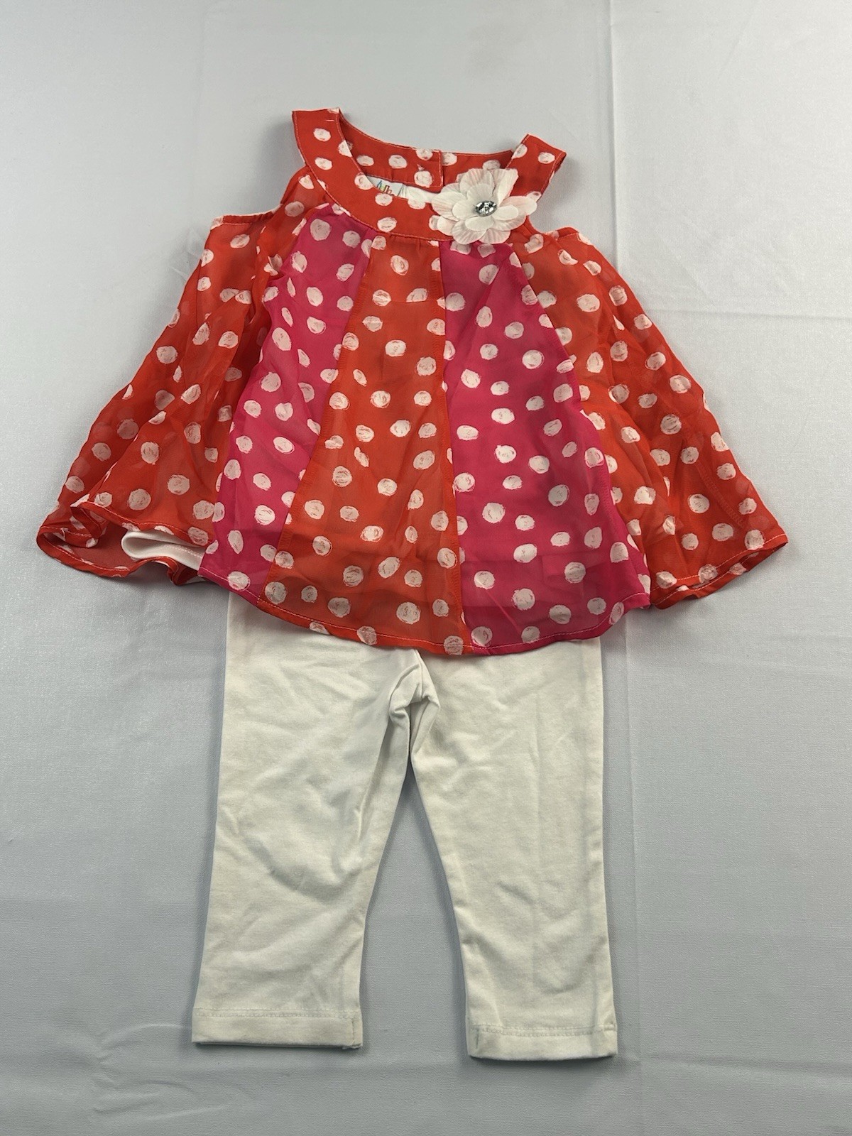 NWT Kids Headquarters 24M Girls Polka Dot Tunic Top Leggings Set Floral