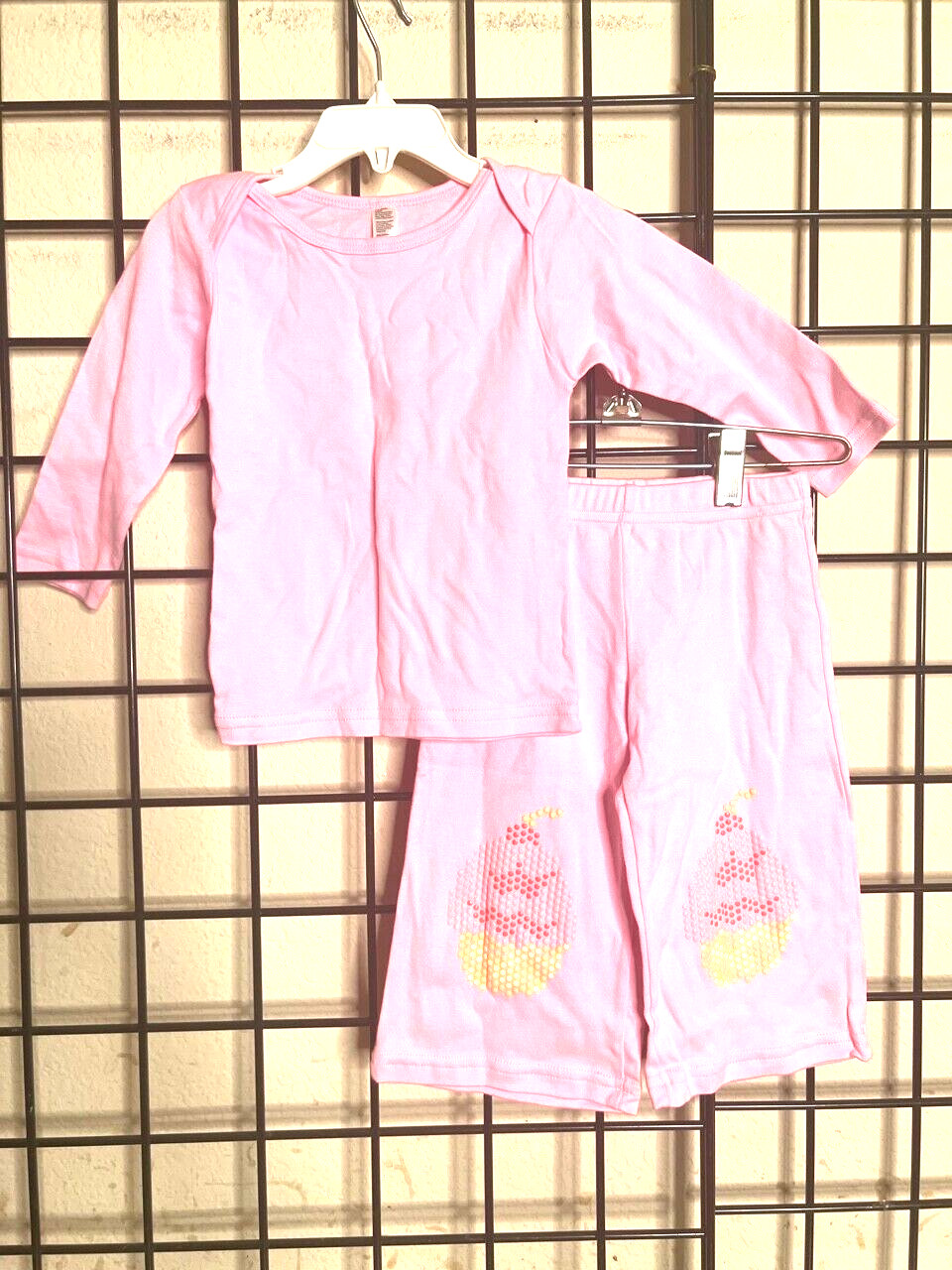 NEW NWT 2PC Pink cotton knit (Cupcake rubber knees) by Play Pants SET 18/24M