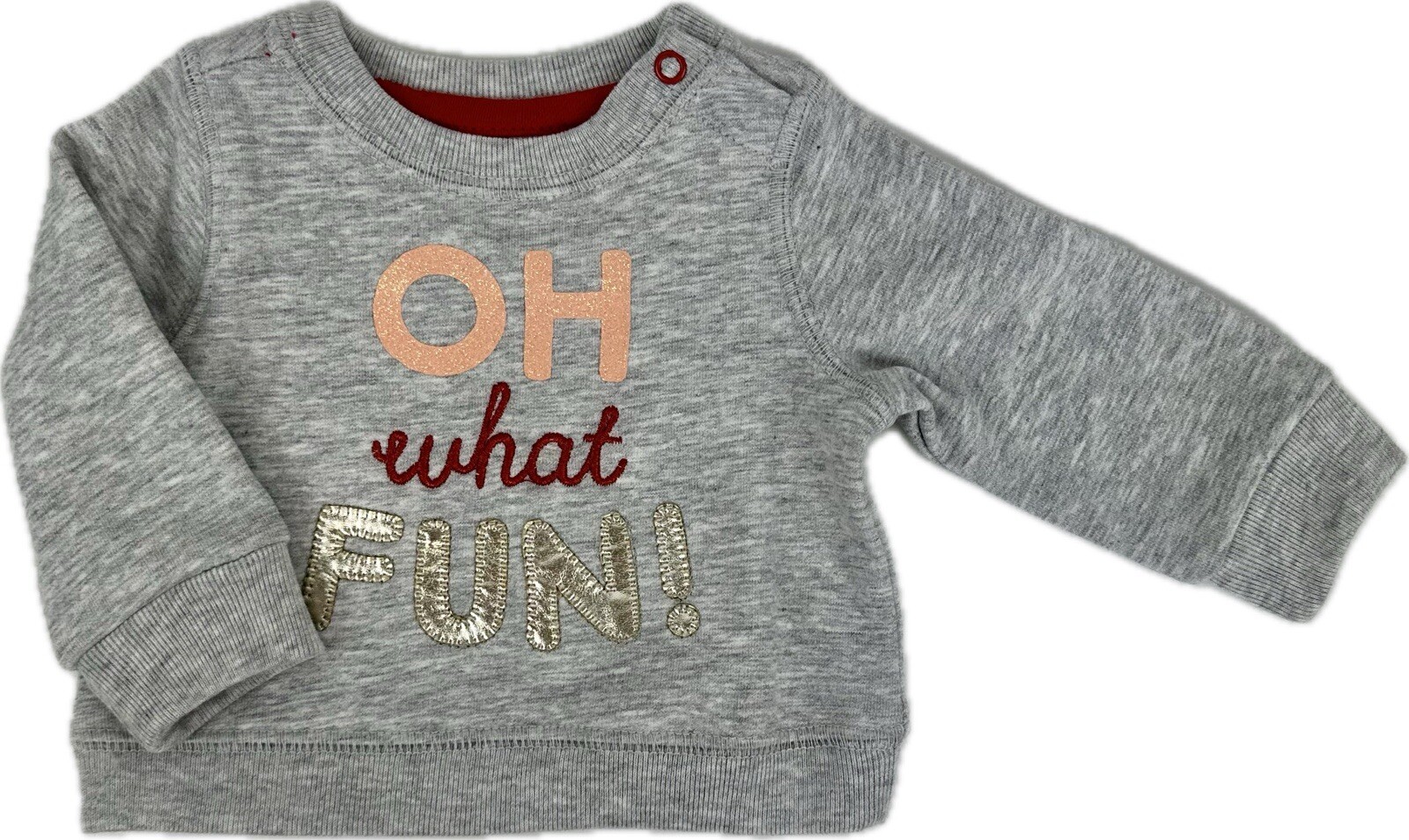 Cat & Jack Baby 3 Pc Red Grey Cotton Sequin Glitter Sweatshirt Tutu Skirt Set NB