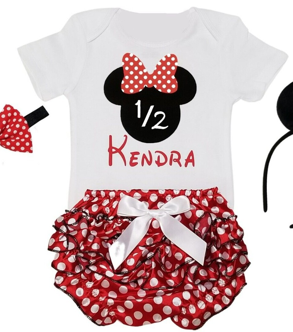 1/2 BIRTHDAY OUTFIT – PERSONALIZED – PRINCESS MINNIE BIRTHDAY – 6 months