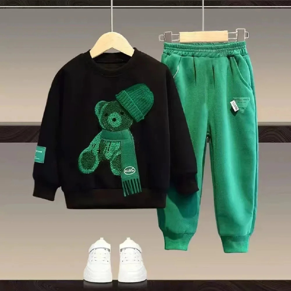 Autumn Children Boy Clothes Set Kid Girls Cartoon Printed Sweatshirts Pullover T