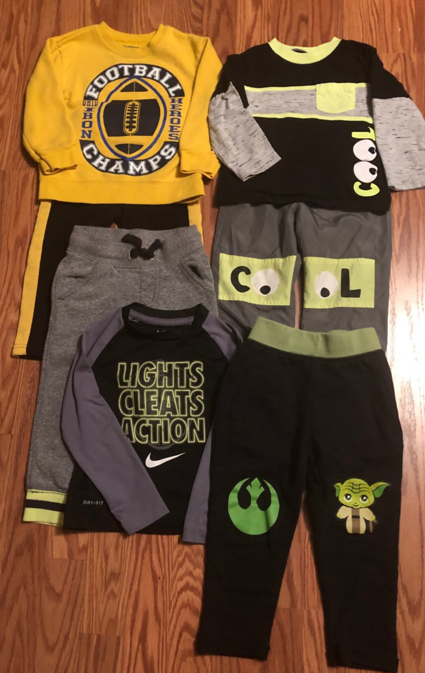 2T Boys’ Clothes Lot Fall/Winter Mixed Brands Black, Yellow, Gray, Neon 7 Pieces