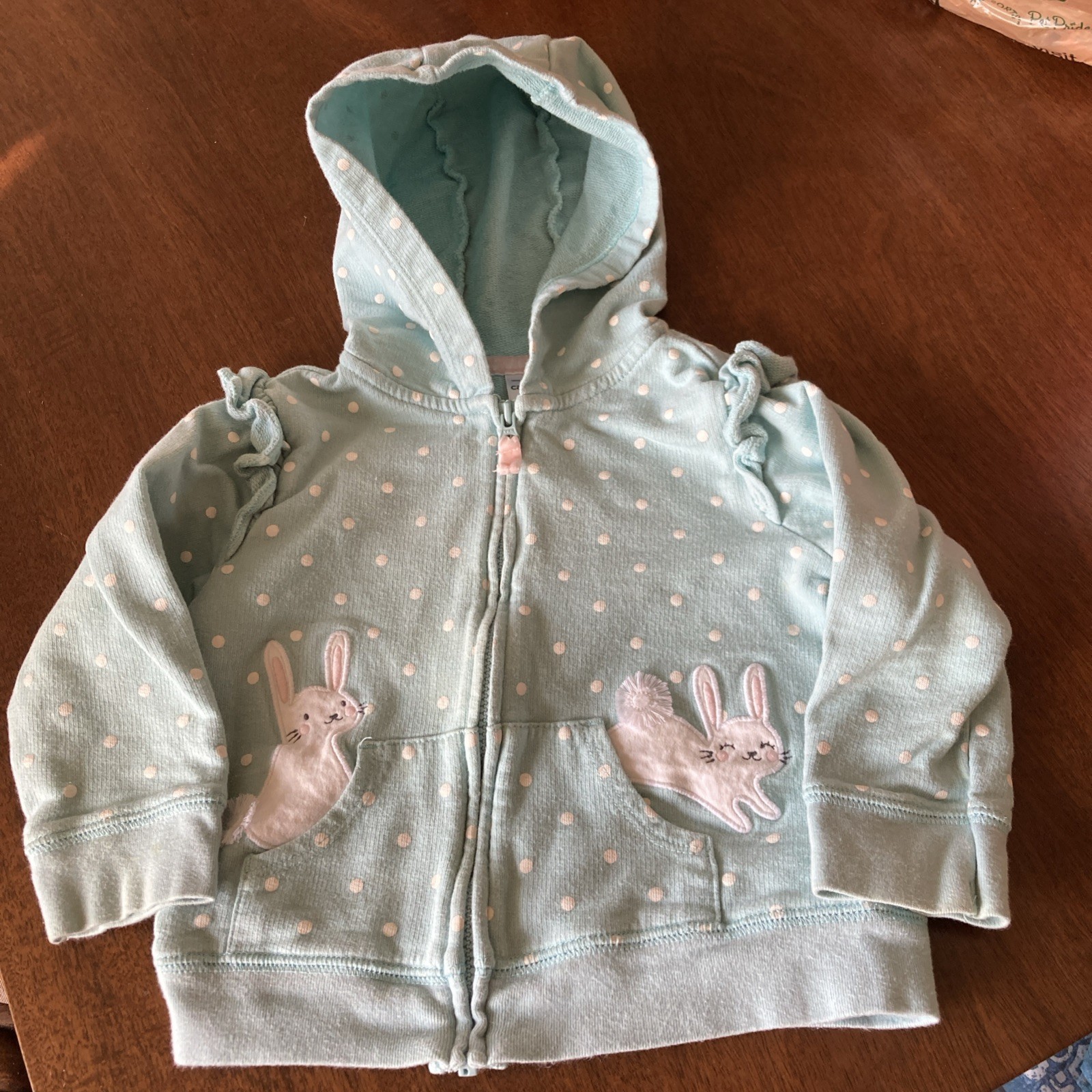 Carter’s Easter Spring Bunny Jacket Long Sleeve Hooded Zipper~Pastel Blue~18 Mos