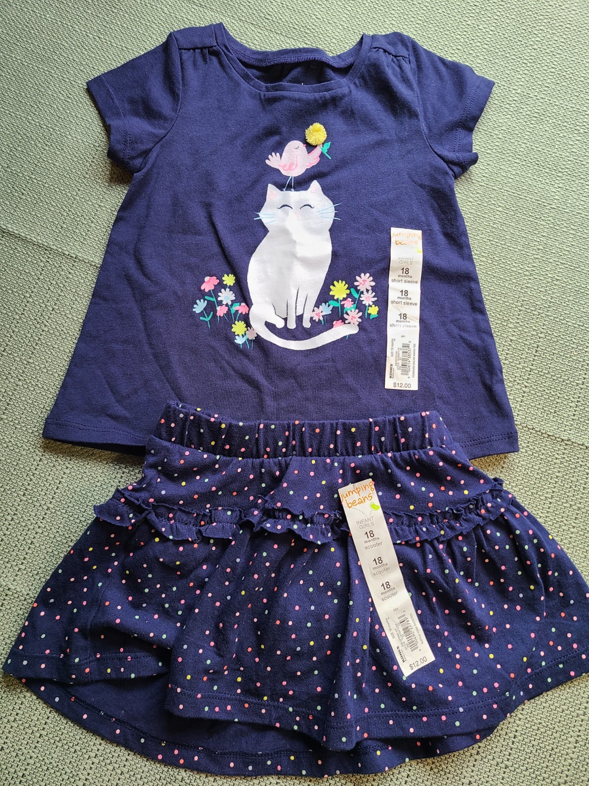 NEW Jumping Beans T-Shirt/Skort Set, Size 18 months, Navy Blue