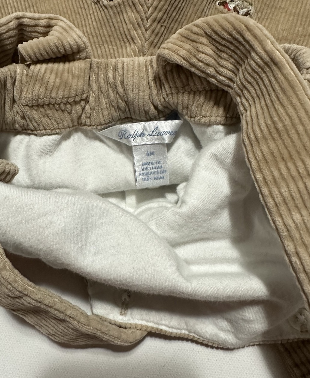 Ralph Lauren Baby Boys Corduroy Embroidered Overalls Size 6 Month Hunting Dogs