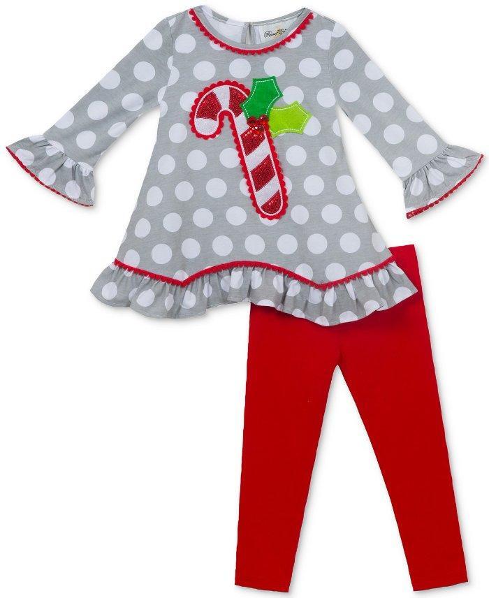 RARE EDITIONS 18M Holiday Candy Cane 2-Piece Tunic & Leggings Set NWT $50