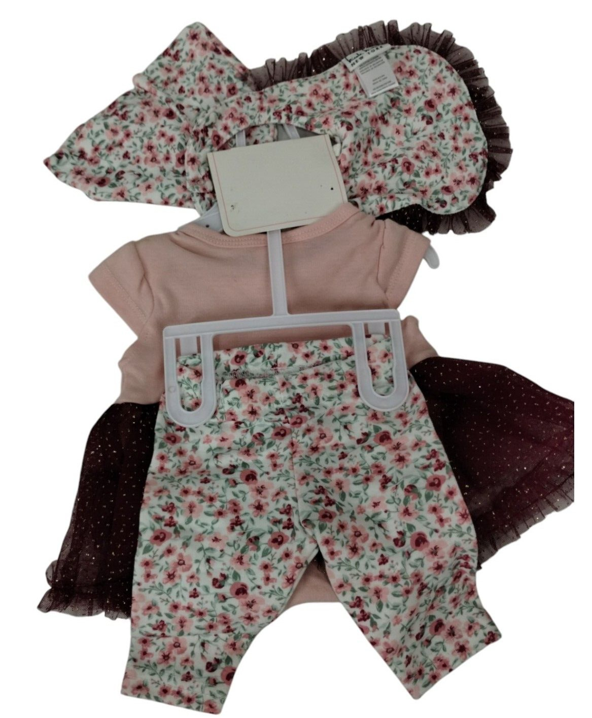 Nicole Miller 4 Piece Infant Girl Set Sz 0-3 months Dress Leggings Hat Bib NWT