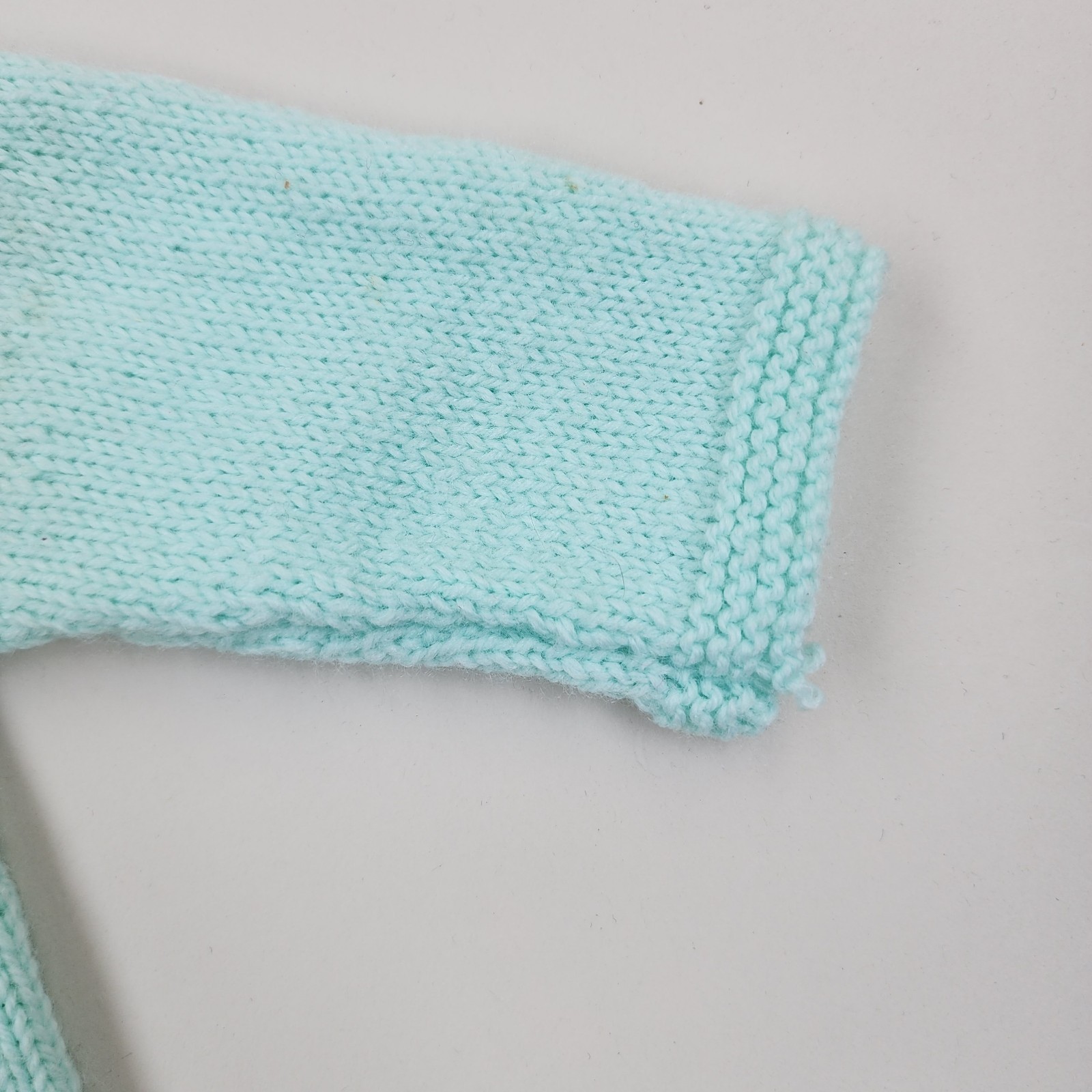 Vintage 1960s Hand Knit Baby Cardigan Set Blue Sweater & Booties 0-6 Months