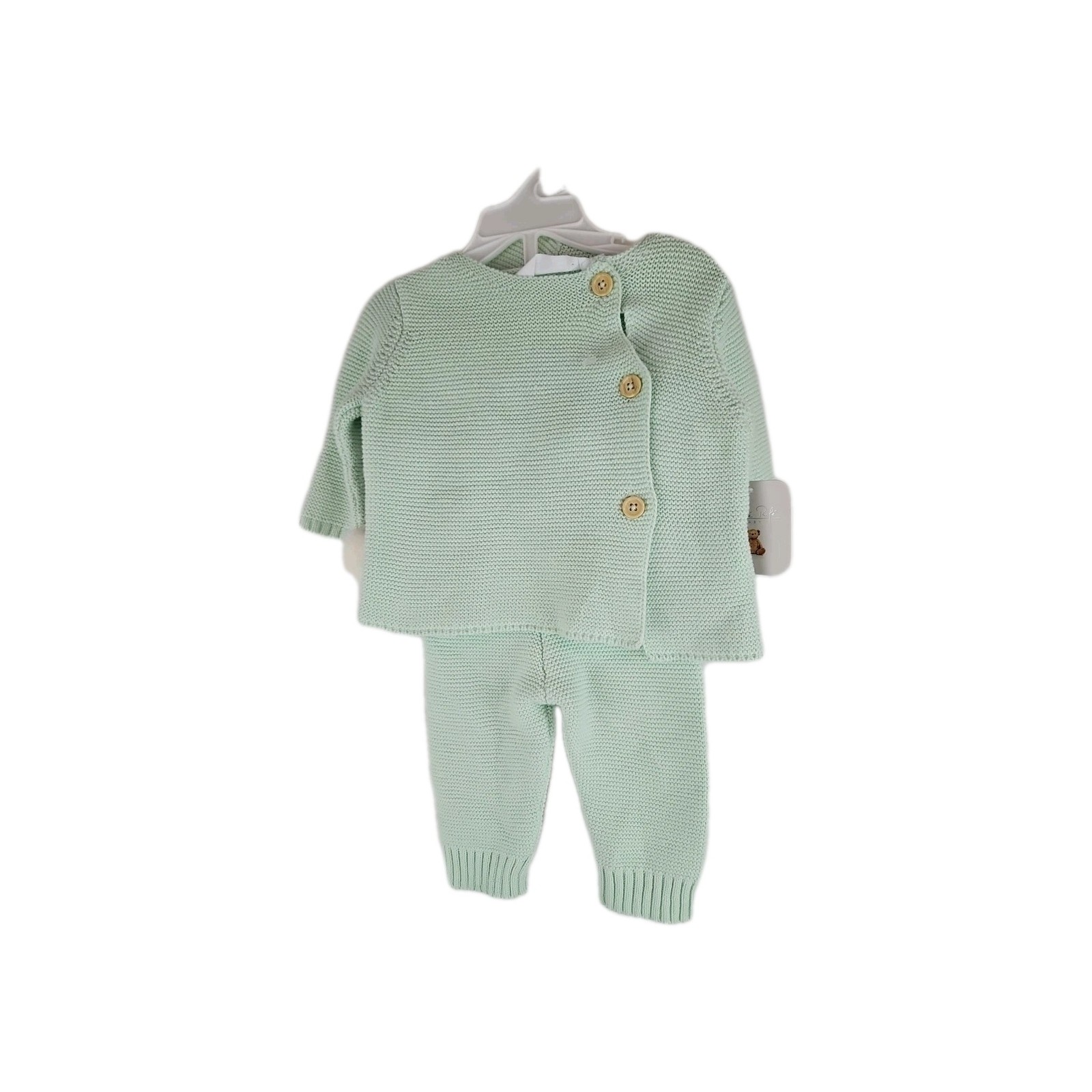 Rene Rofe Unisex size 0-3 Months Mint Green Knit Baby Sweater Pants and Hat Set