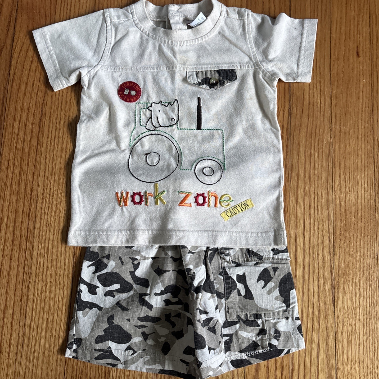 Toddler Boys Shorts Set FISHER PRICE Woodland Camo Farming SHORTS Elastic 24 Mth