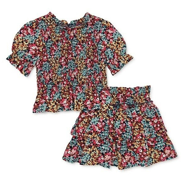 Wonder Nation Skirt Set Size 18 Months Smocked Ruffle Floral Boho Cottage Outfit
