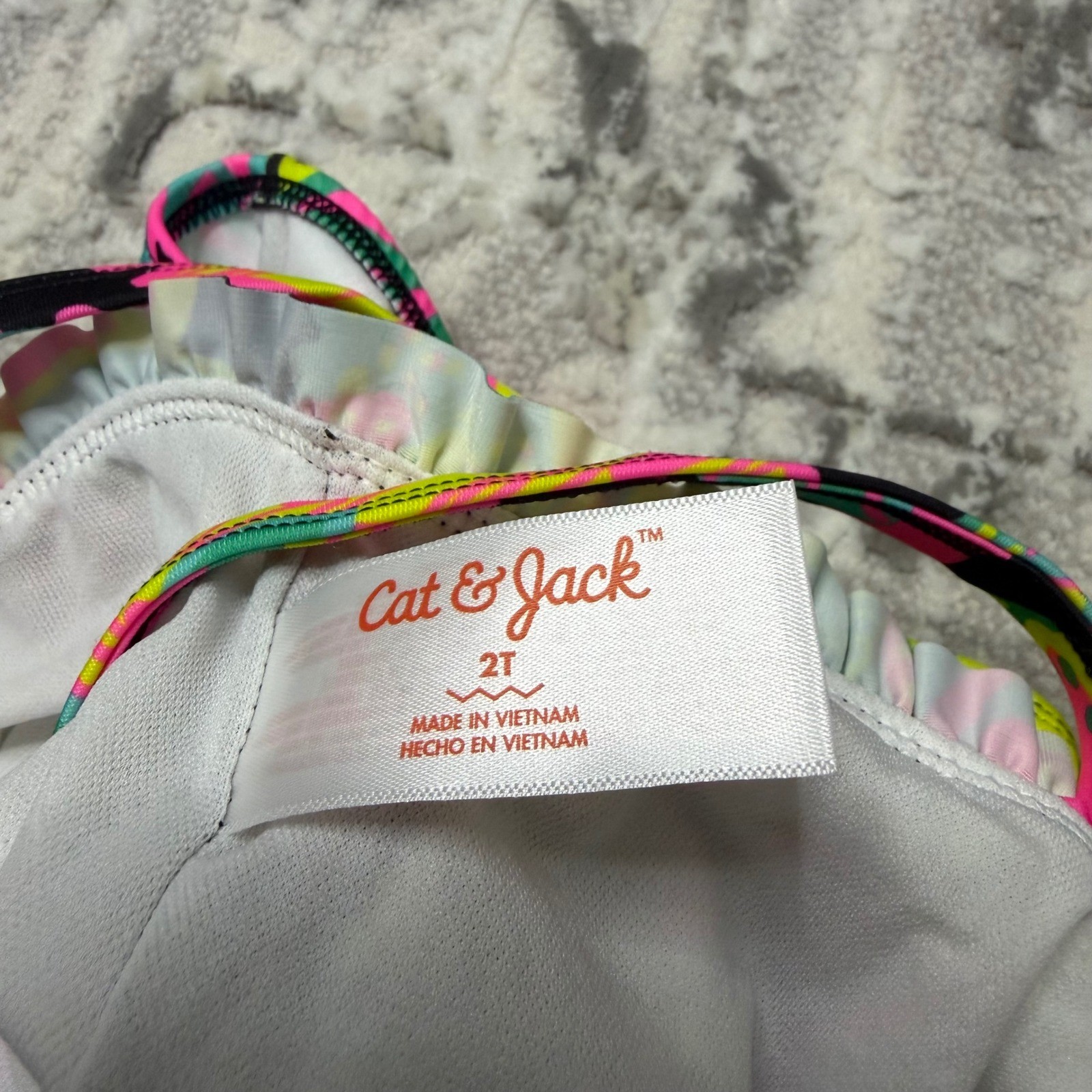 Cat & Jack Girls Lot 2pc 2T Toddler 24M Tropical Swimsuit NWT and Heart Leggings
