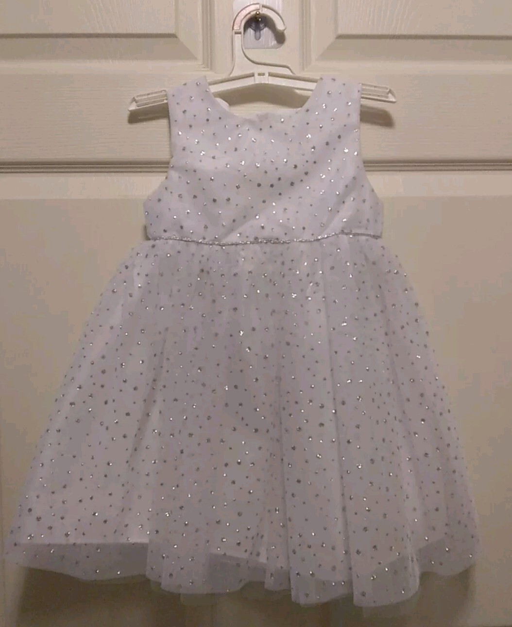 Princess Girls 4T White Dress Silver Sparkle Party Holiday Special Occasion