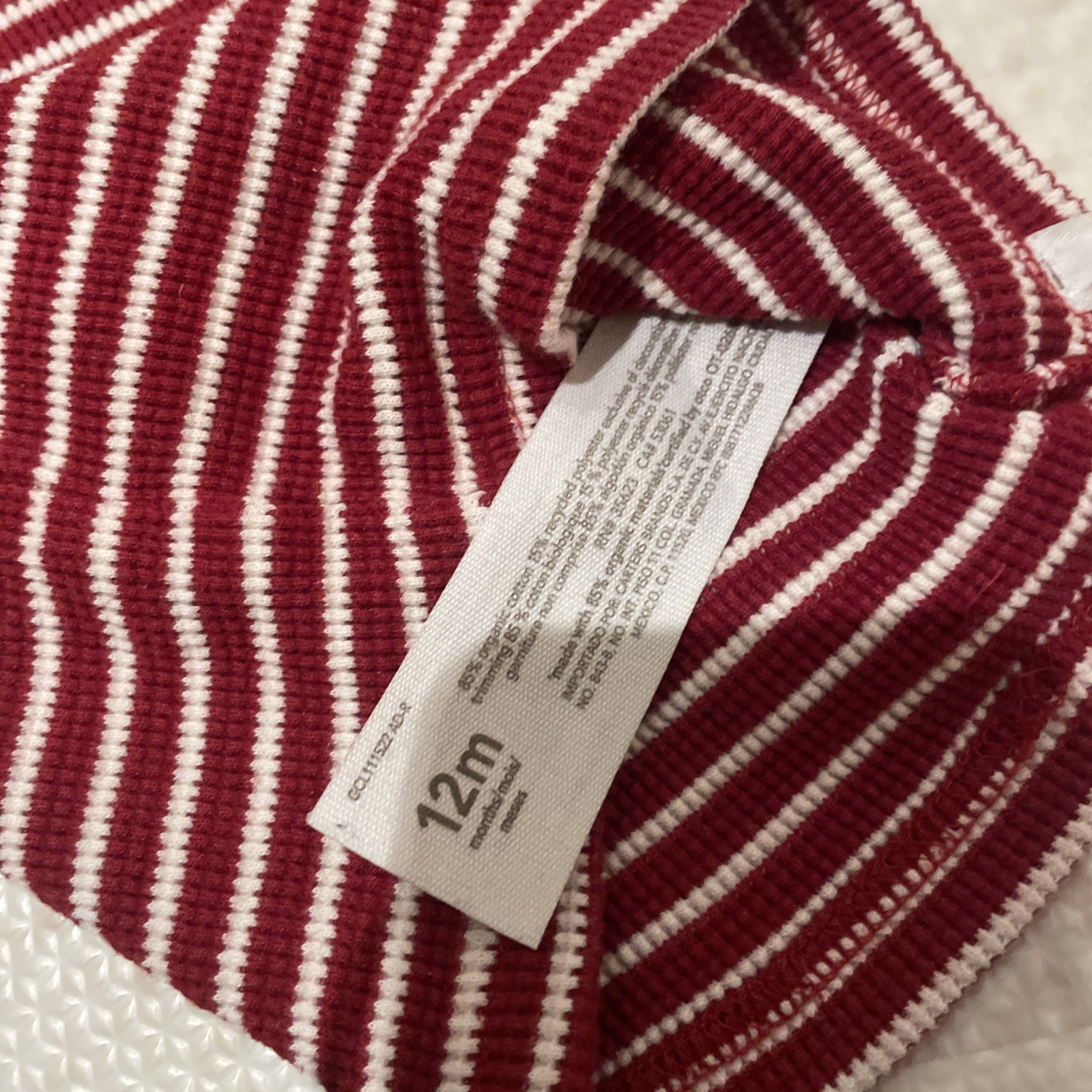 Little Planet Organic By Carter’s Size 12 Month Knit Thermal Red Stripe Set