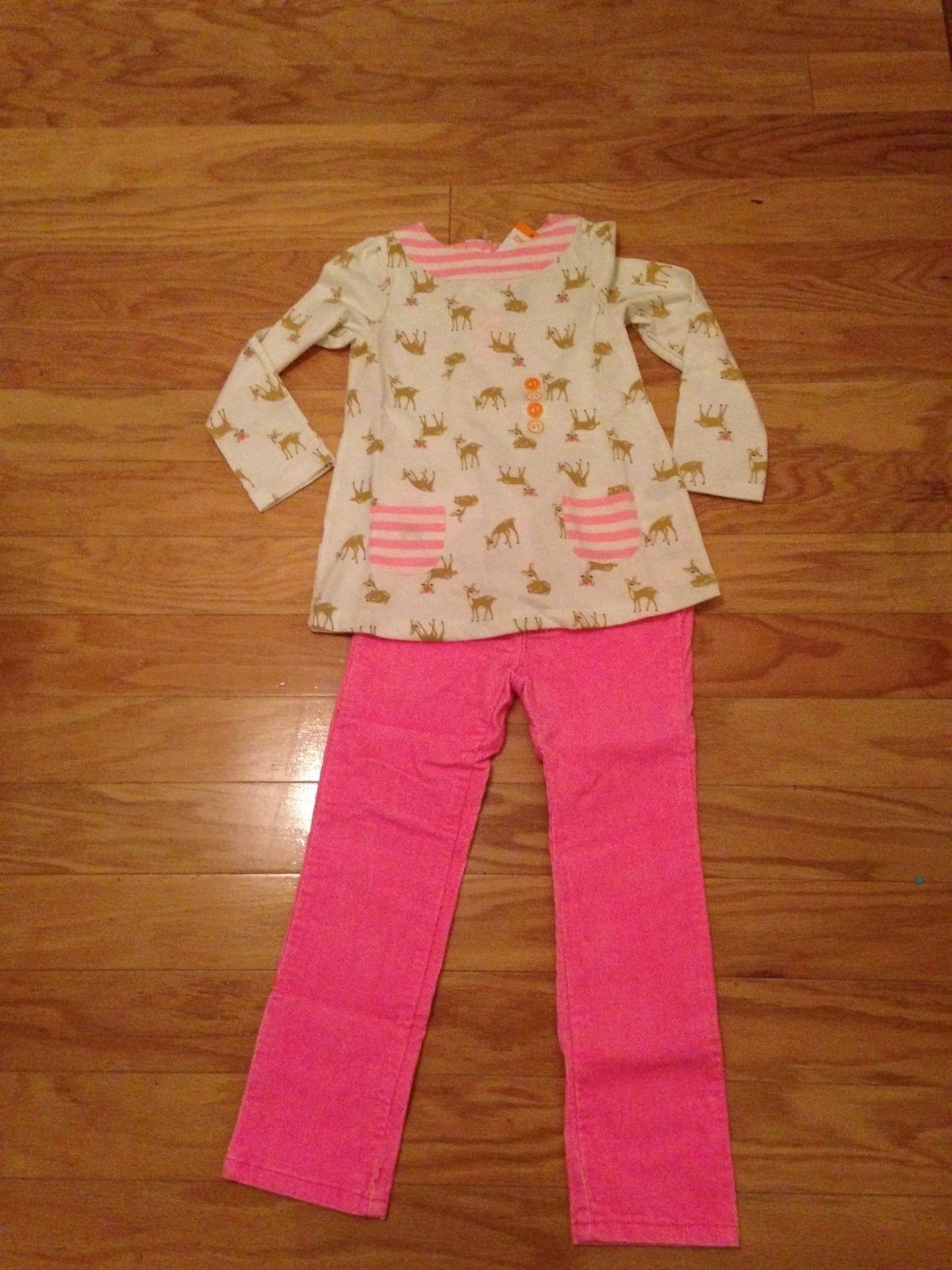 NWT Gymboree Fairy Tale Forest Dress Swing Top Neon Pink Skinny Cord Pants 4T