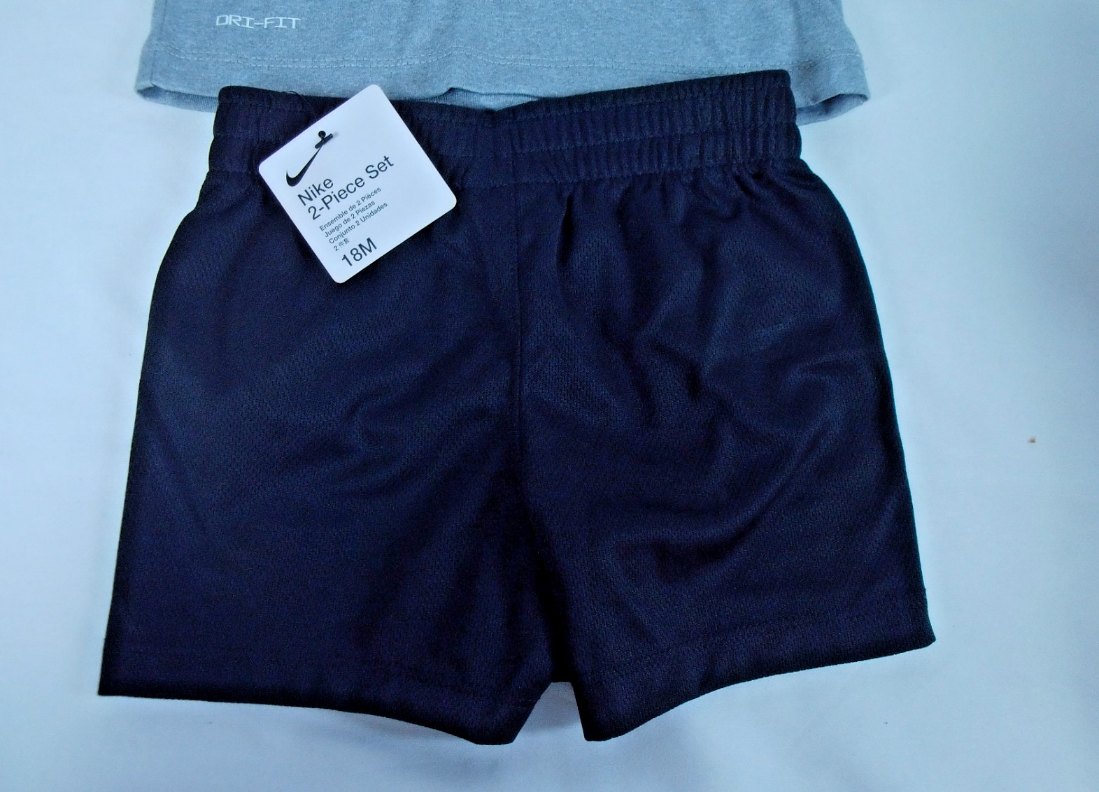 NWT Nike Infant Boys 2 piece Logo Dri-Fit Tee & Shorts Set 18M Black / Grey