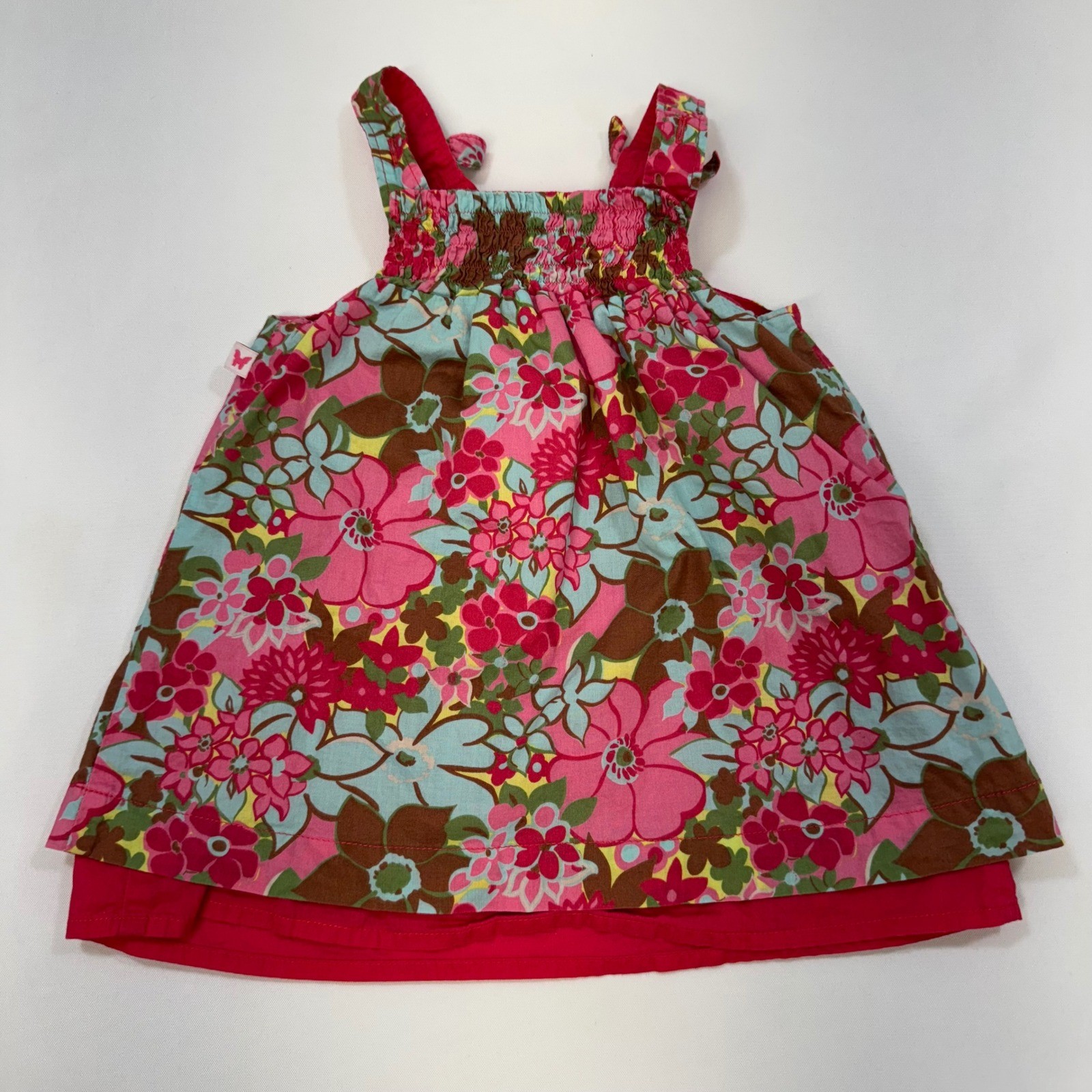 VTG OshKosh Floral Top Bloomers Set Baby Girl 12M Pink Blue 100% Cotton Vintage