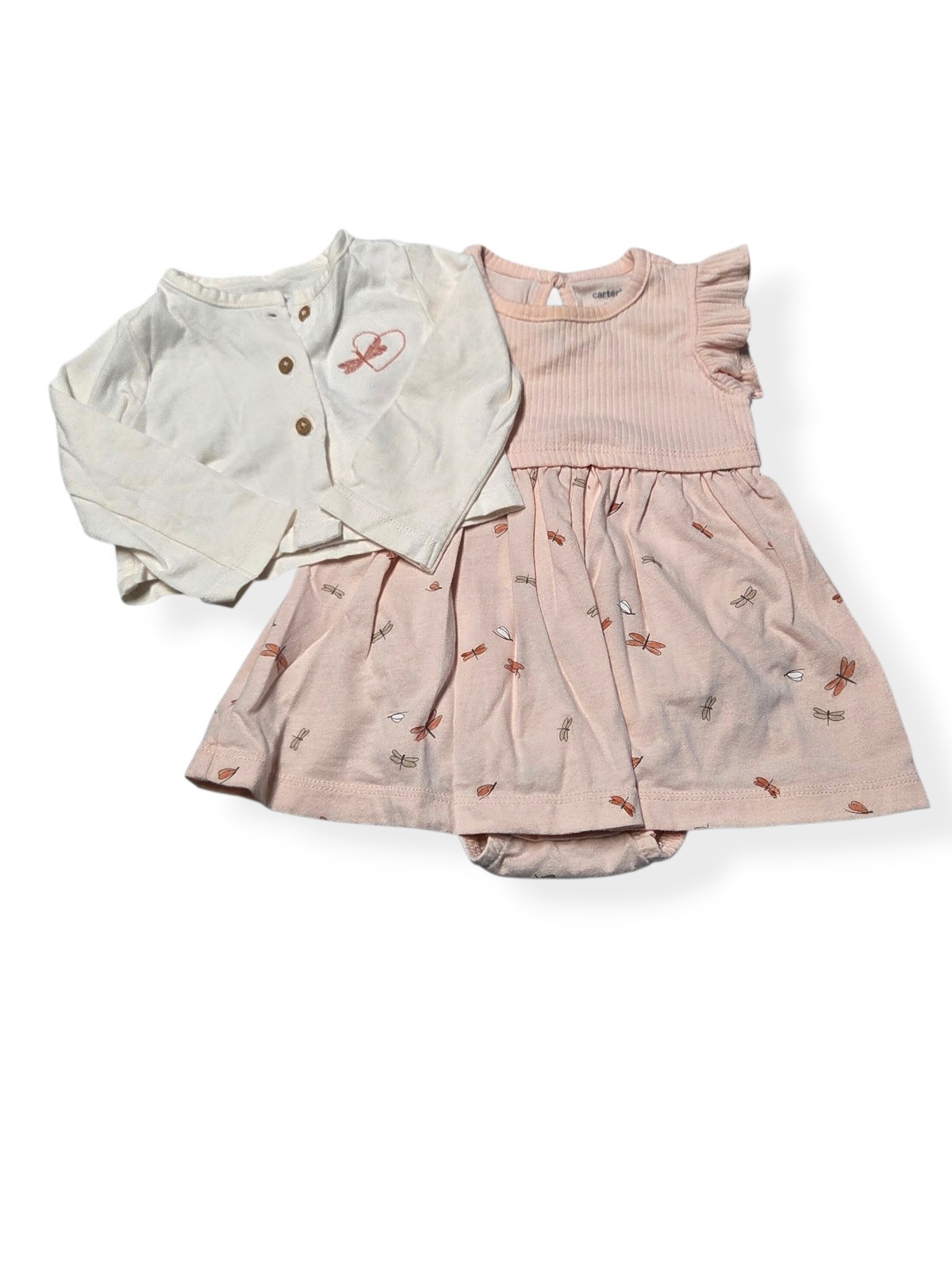 CARTER’S Pink DragonFly Dress Set Outfit, Baby Girl 6 months