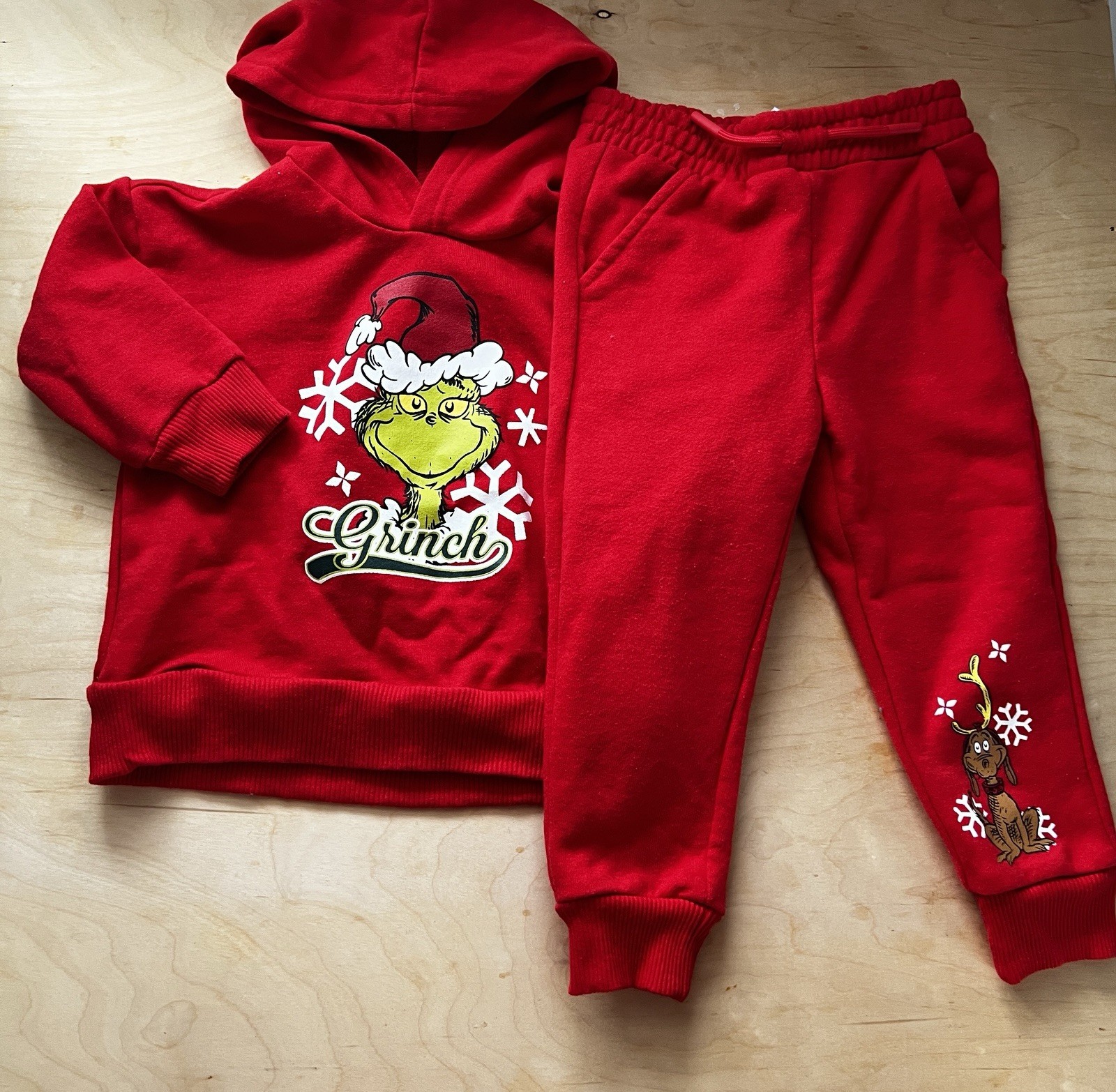 The Grinch Toddler Boys Size 2T Hoodie & Sweatpants 2PC Set Red