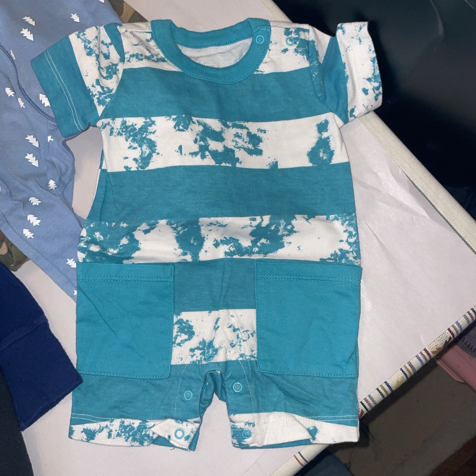 14 pieces Baby Boy Clothing Lot 3-6 thru 6-9 months Tops Bottoms Bathing Suit