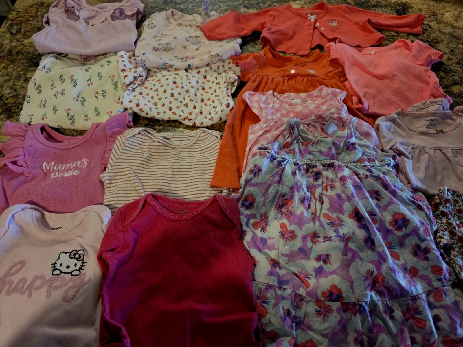 Baby girl clothing lot 16! Carter’s Size 9M. Hello Kitty Baby Essentials CARHART